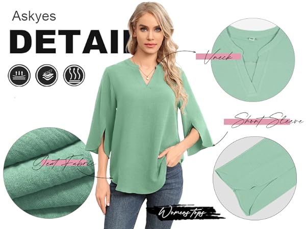 Askyes Womens Chiffon Blouses Summer Spring Trendy Work Tops Shirt 2023 Dressy Casual Blouses