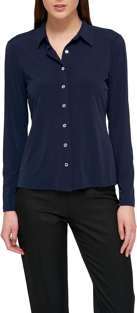 Tommy Hilfiger Women's Long Sleeve Collared Button Front Top