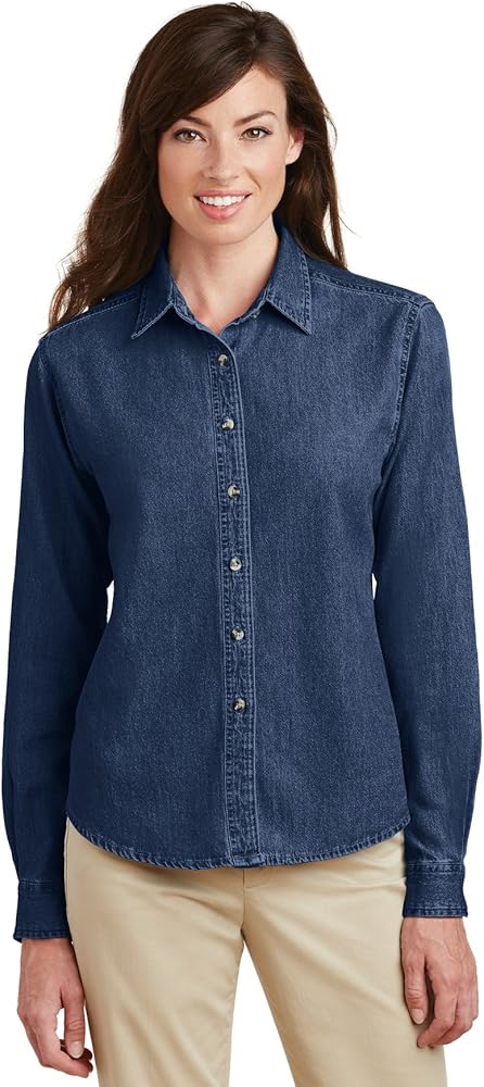 Port & Company Women's Long Sleeve Value Denim Shirt