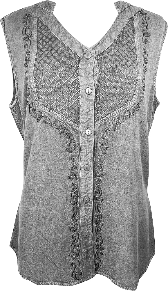 Agan Traders Sleeveless Embroidered Blouses for Women - Summer Fashion Bohemian Tops - Women's Blouses Tank Tops