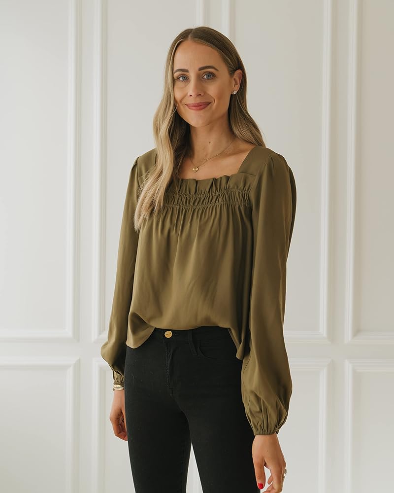 The Drop Women's Military Olive Ruffle Neck Blouse by @fashion_jackson