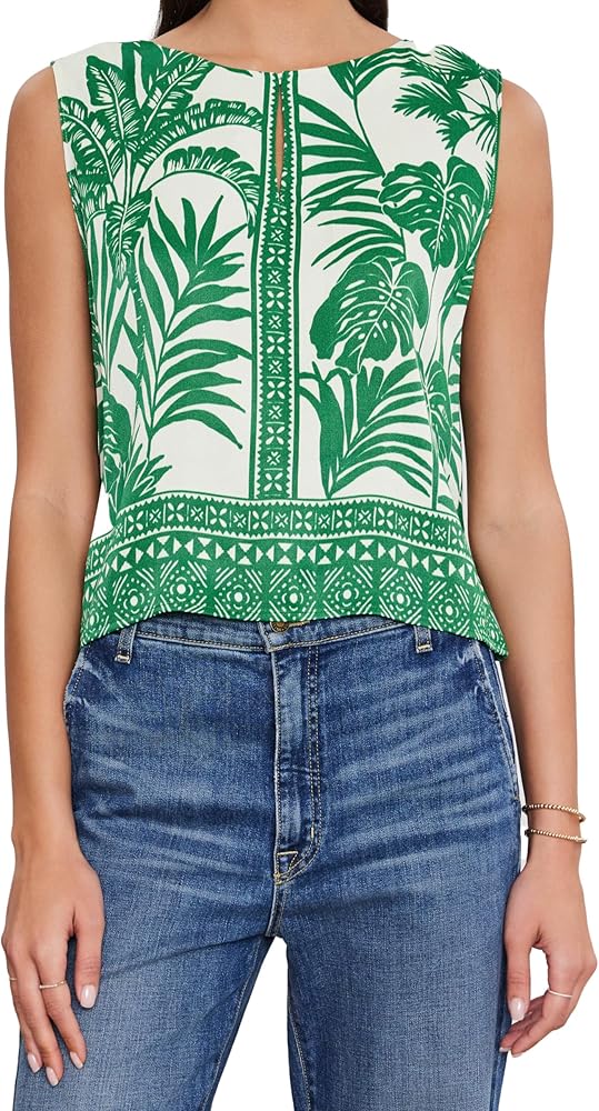 VELVET BY GRAHAM & SPENCER Women's Neva Palm Print Top