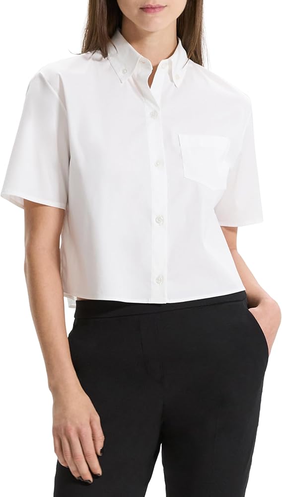 Theory Women's Boxy Short Sleeve Pocket Shirt