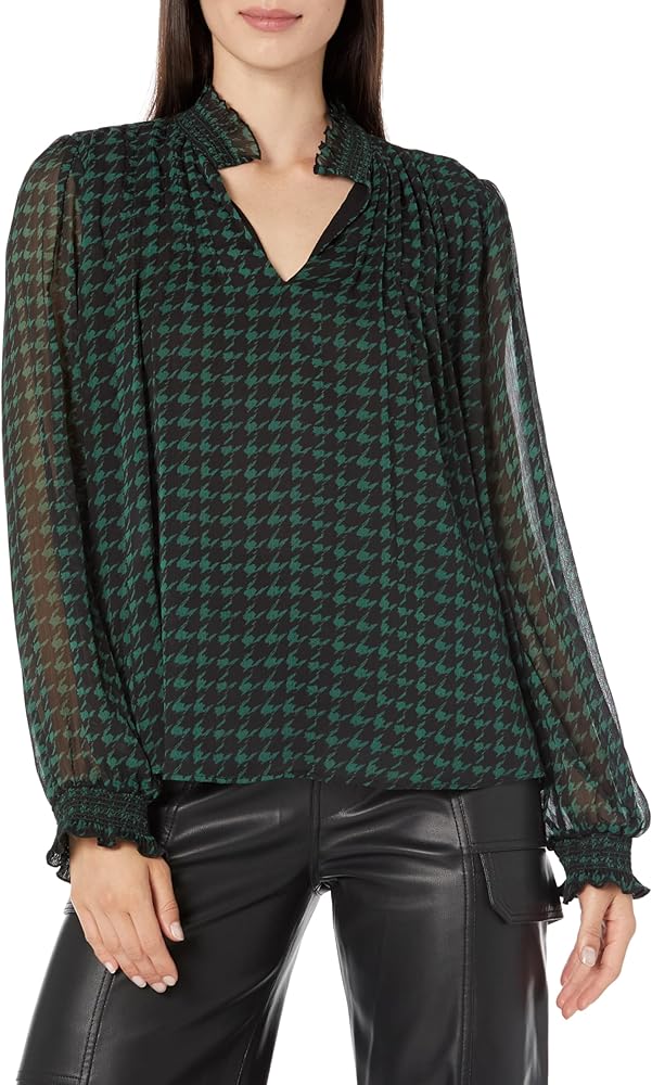 Karl Lagerfeld Paris Women's Houndstooth Blouse