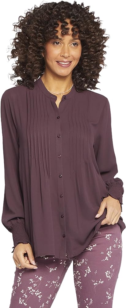 NYDJ Women's Pleated Peasant Blouse