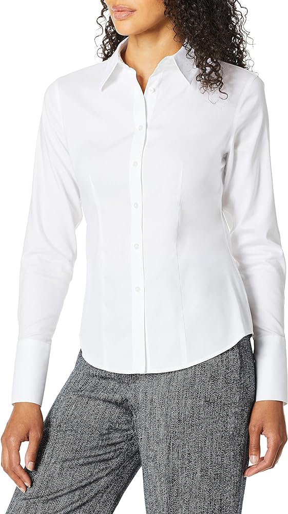 Calvin Klein Women's Long Sleeve Wrinkle Free Button Down Blouse