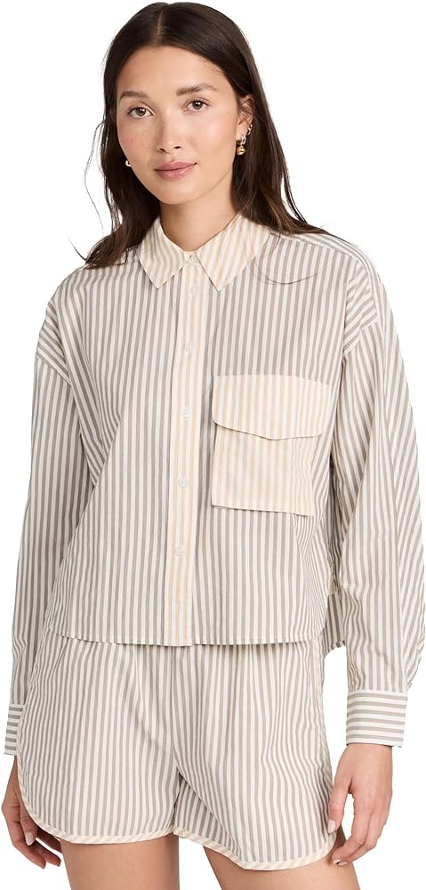 Madewell Women's Flap Pocket Crop Button Up Shirt