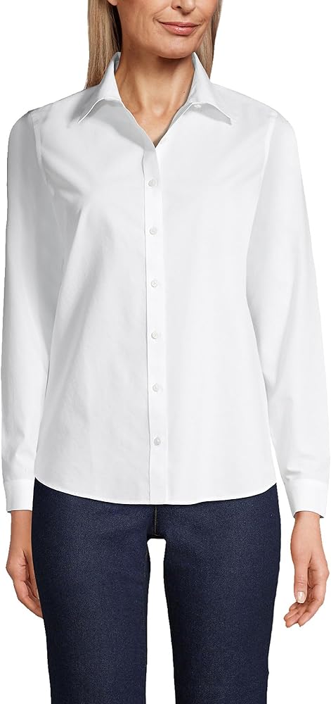 Lands' End Women's Wrinkle Free No Iron Button Front Shirt