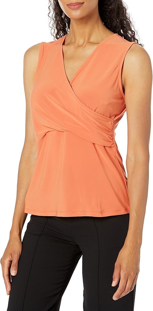 Kasper Women's Ity Sl Faux Wrap Front Top