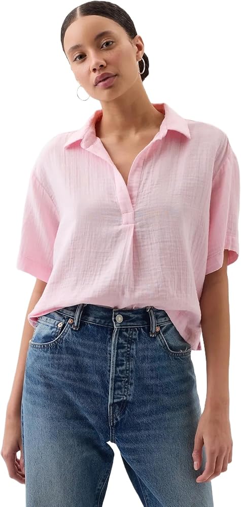 GAP Women's Short Sleeve Popover Top