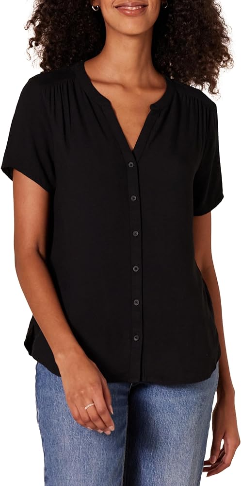 Amazon Essentials Women's Short-Sleeve Woven Blouse