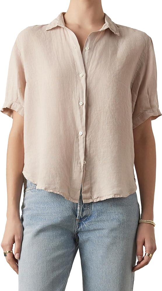 VELVET BY GRAHAM & SPENCER Women's Claremont Woven Linen Button Up Shirt