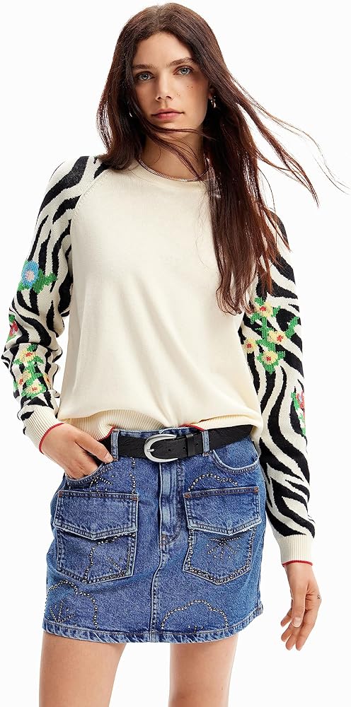 Desigual Women's Embroidered Zebra Pullover