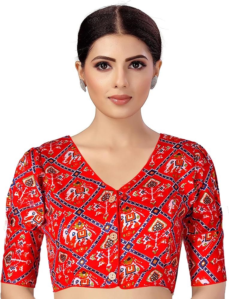 Chandrakala Puff Sleeves Blouses for Women sarees,Readymade (B209-P)