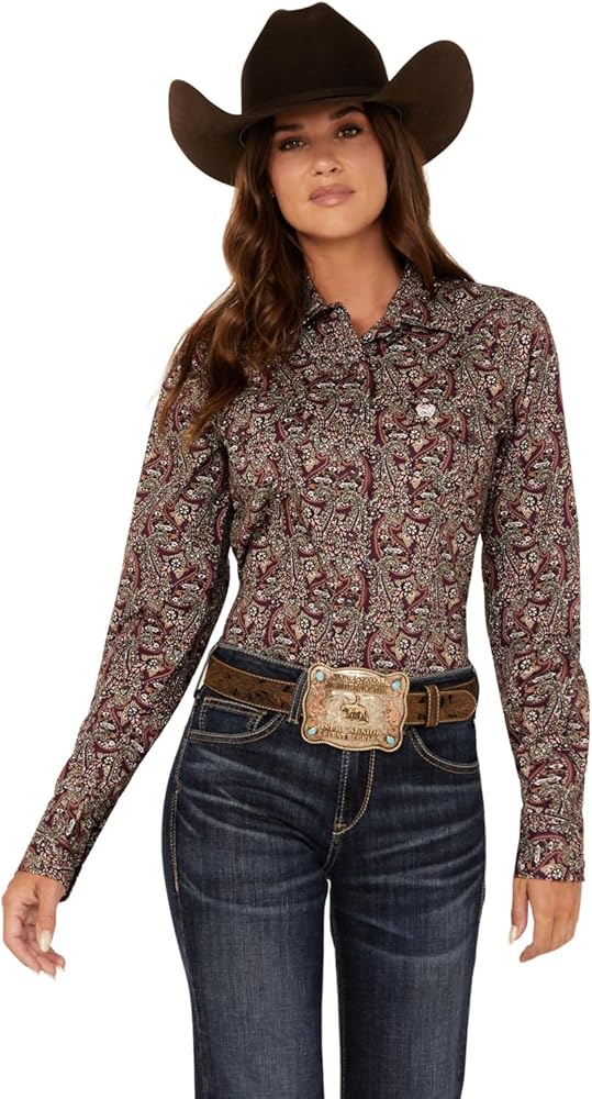 Cinch Western Shirt Womens Long Sleeve Paisley Print Snaps MSW9201045