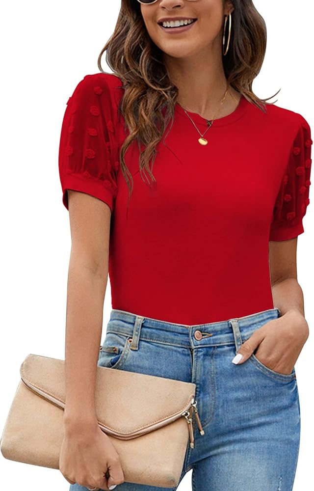 Blooming Jelly Womens Short Sleeve Blouse Business Casual Dressy Tops Ribbed Summer Stylish Work Shirts