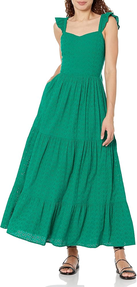 The Drop Women's Tulsi Ruffle-Sleeve Eyelet Maxi