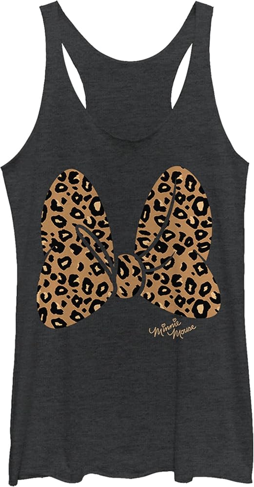 Disney Women's Characters Animal Print Bow Tri-Blend Racerback Layering Tank