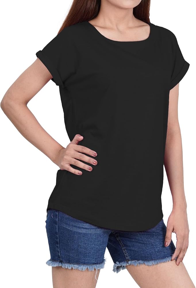 Decrum Cap Sleeve Tops for Women - Fashion Short Sleeves Casual Tee Shirts Womens