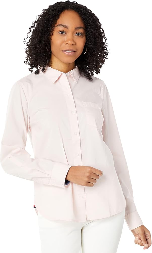 Tommy Hilfiger Women's Button Collared Shirt With Adjustable Sleeves