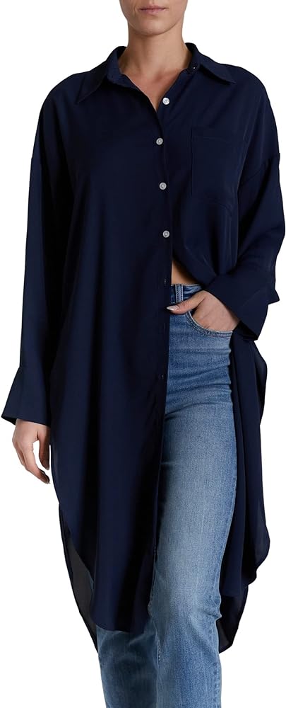 O A T NEW YORK Women's Luxury Clothing Long Duster Blouse Shirts, Comfortable & Stylish with Front Buttons