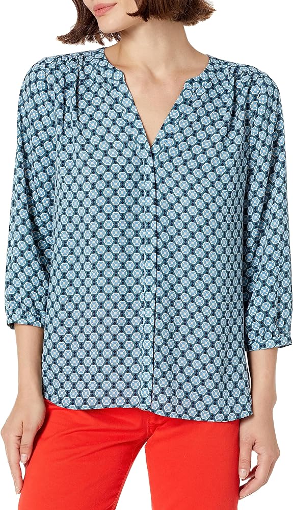 NYDJ Women's Pintuck Blouse 3/4 Sleeve