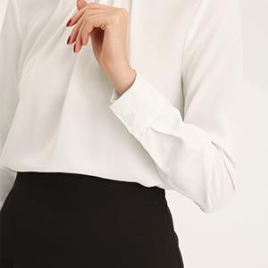 Allegra K Fall Winter Stand Collar Chiffon Blouse for Women''s Long Sleeve Business Casual Work Shirt