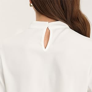 Allegra K Fall Winter Stand Collar Chiffon Blouse for Women''s Long Sleeve Business Casual Work Shirt