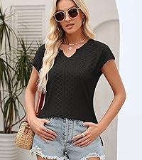 summer cap sleeve v neck tops for women