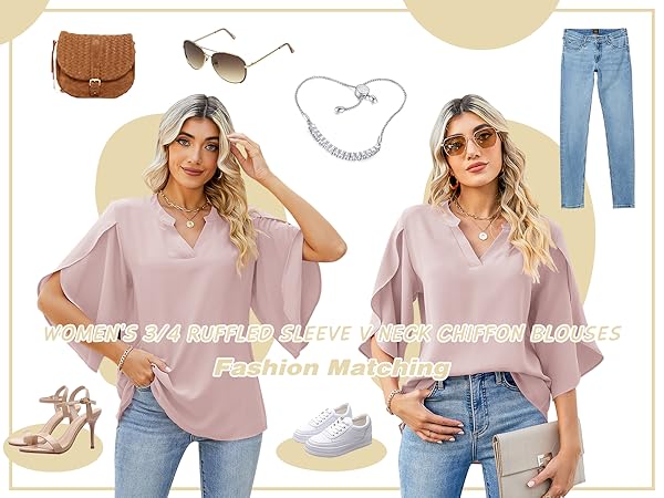 fahion v neck chiffon blouse