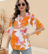 3/4 Sleeve Blouse Dressy Casual Mesh Doble Layer