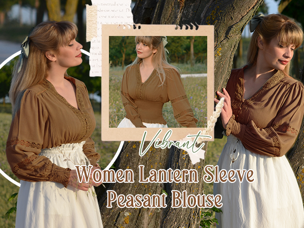 renaissance shirt women peasant blouse v neck blouse vintage tops for women puff sleeve blosue