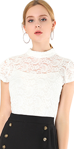 Lace Semi Sheer Blouse