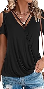 Summer Black V Neck T Shirts