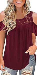 lace tunic tops for women cold shoulder