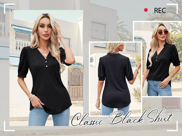 Womens Button Down V Neck T-Shirts