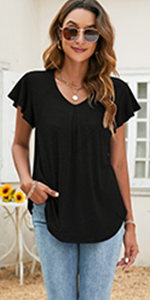 short sleeve tops for women short sleeve shirts for women women casual tops ruffle sleeve top women