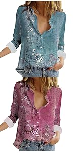 Womens Cotton Linen Button Down Shirt