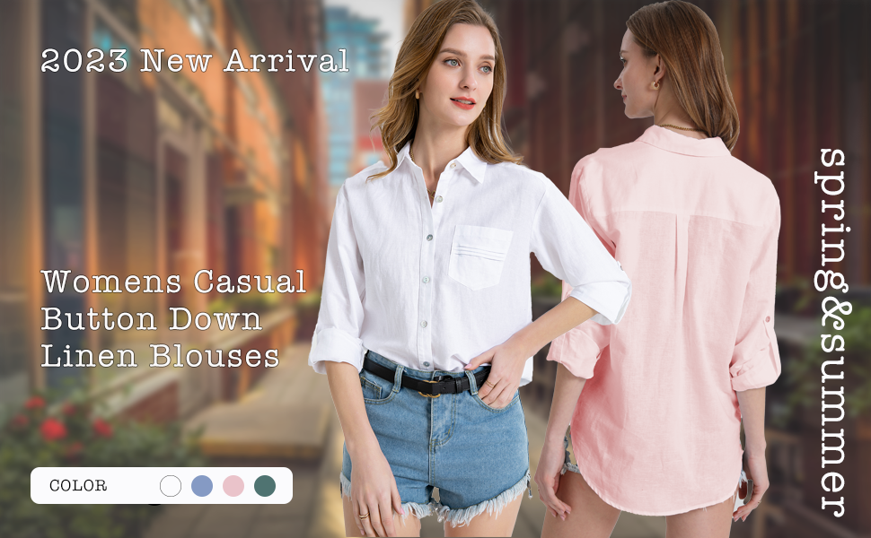 linen button down long sleeves for women