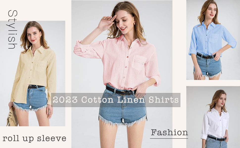 linen button down shirt women