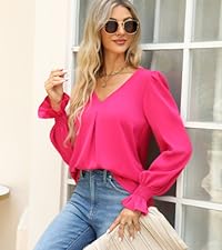 Women Long Sleeve Tops Business Causal Chiffon Long Blouse Fashion Dressy Work Shirts for Leggings