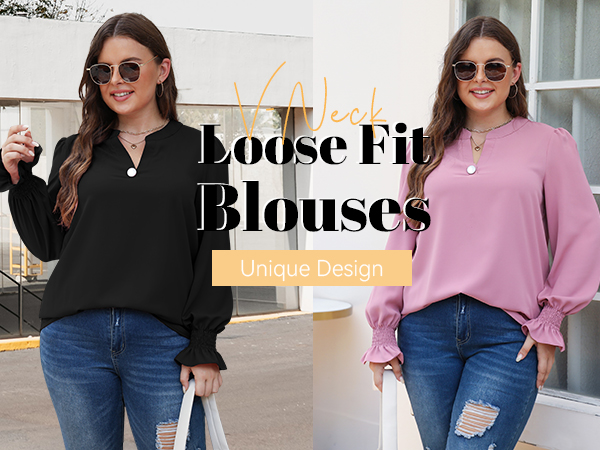 Women''s 2023 Fall Long Sleeve Tops Spring Flowy Chiffon Long Shirts Business Casual Fashion Blouse