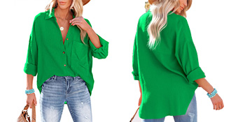 Long Sleeve Oversized Boyfriend Blouses Tops