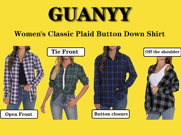 Women''s Classic Plaid Button Down Shirt 4