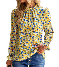 boho shirt top women fashion outfits puff long sleeve blouses shirts top floral print casual blouses