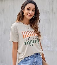 Blooming Jelly Womens Mama Shirt Fashion Graphic Tee Shirts