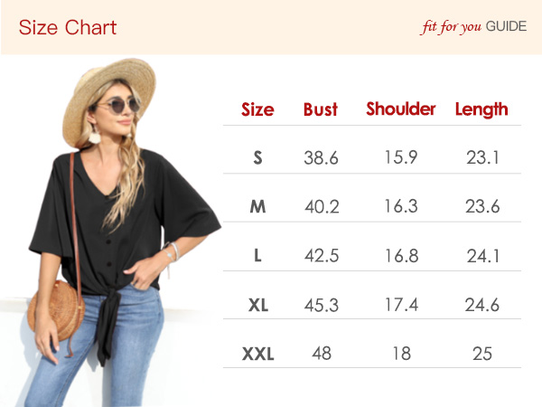 AWULIFFAN Women''s Casual V Neck Batwing Sleeve Tops Tie Front Chiffon Blouses Button Down Shirts