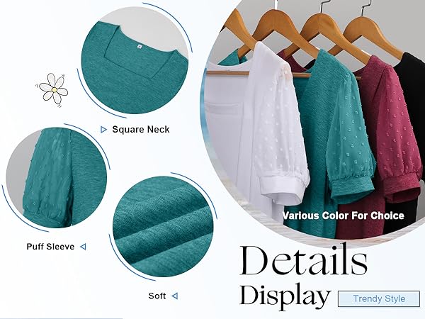 Product Detail: puff sleeve, square neck, soft, various color for choice