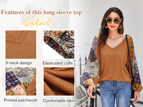 Bohemian Casual Shirt Balloon Sleeve 