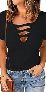 deep v neck tops for women